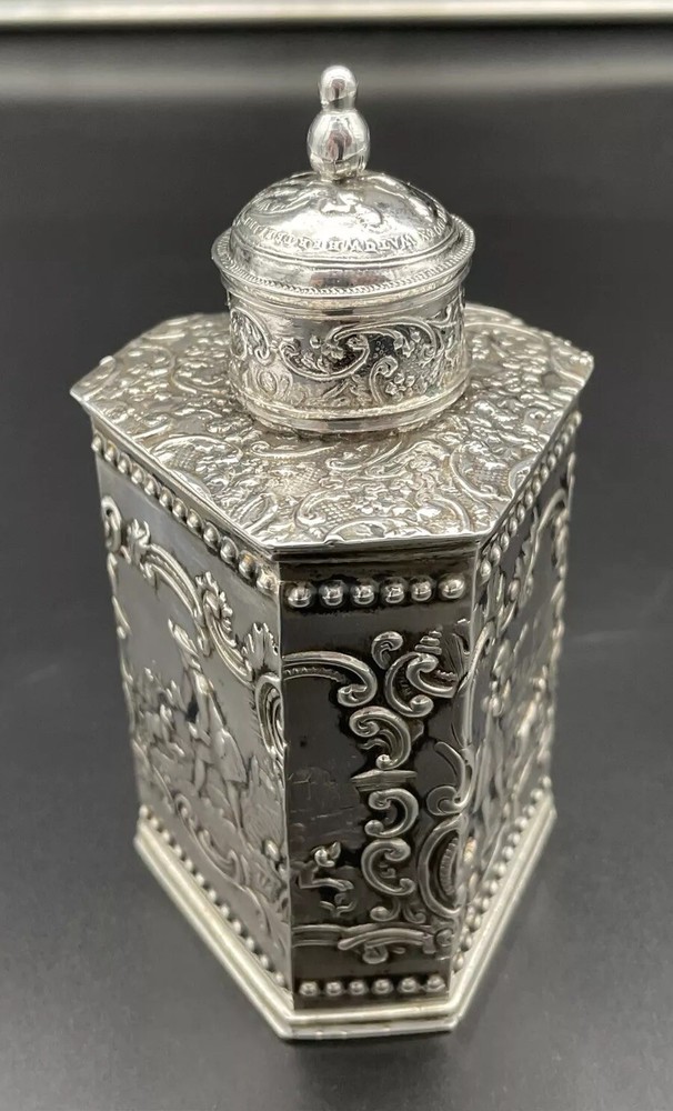 Dutch 2nd Standard 833 Sterling Silver Tea Caddy Unusual Triangular Form