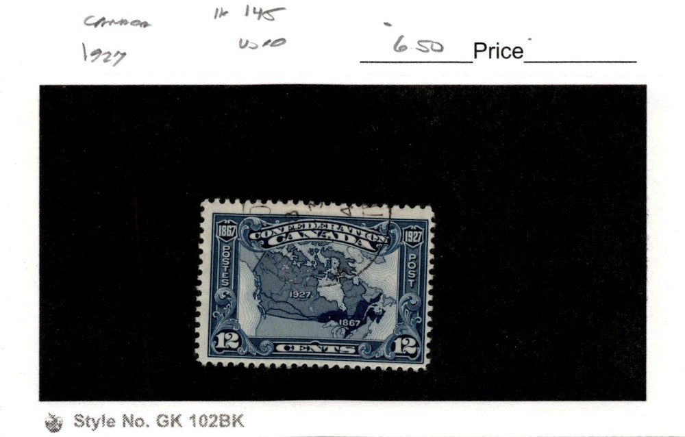 Canada, Postage Stamp, #145 Used, 1927 Map (AI)