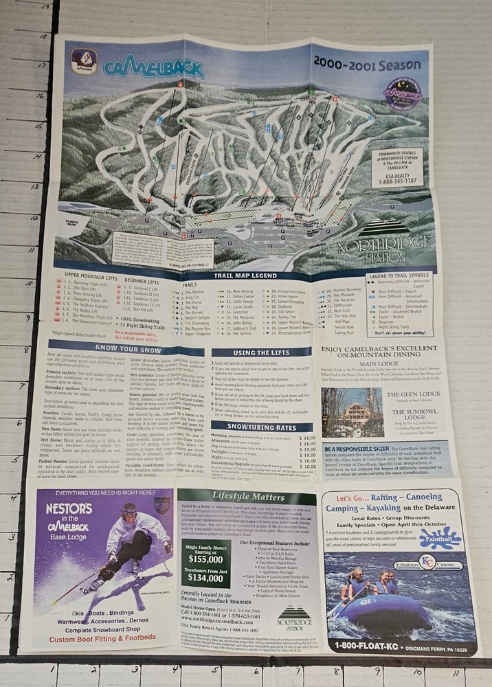 2000/01 CAMELBACK SKI AREA TRAIL MAP. EX-MINT