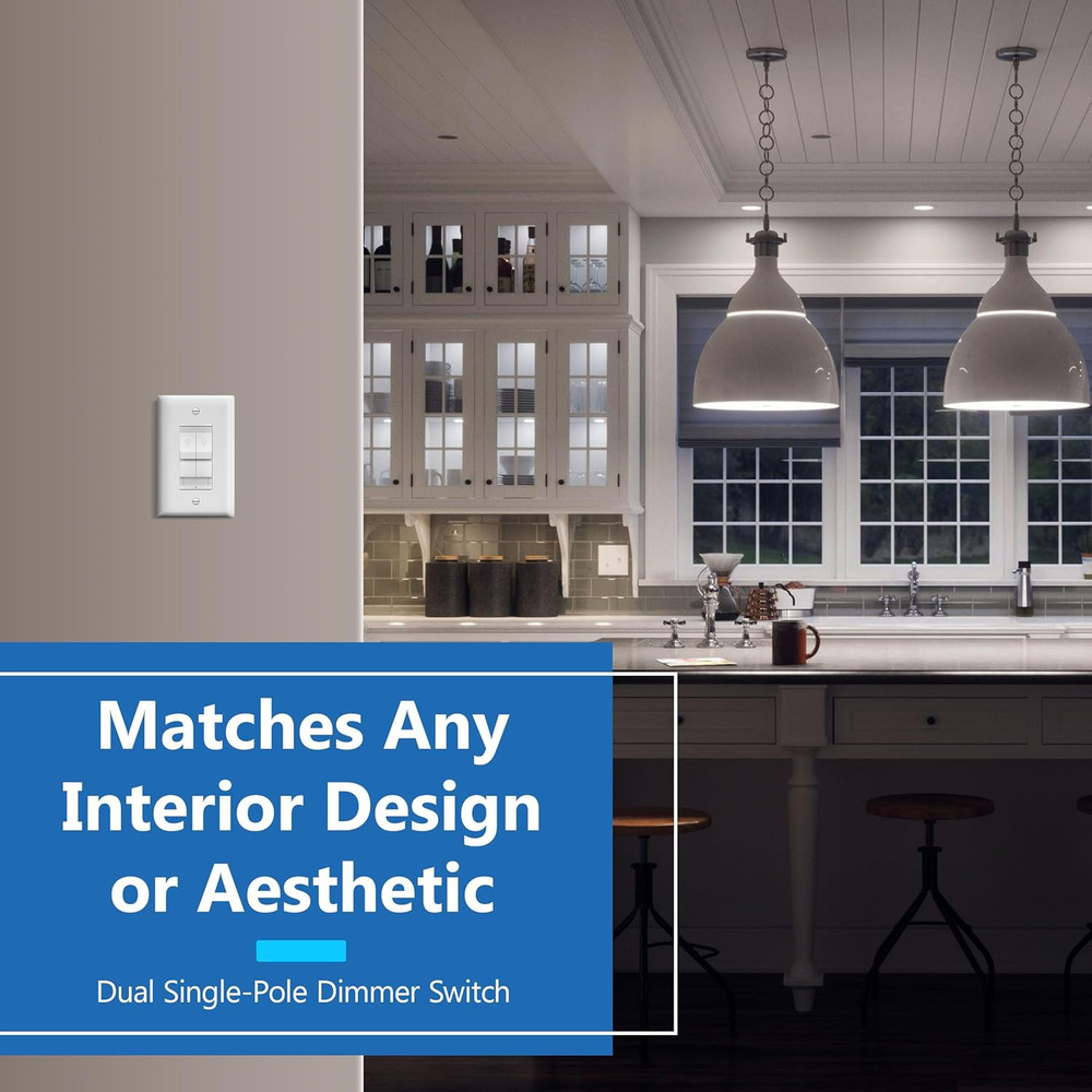 Combination Dual Dimmer Light Switch Control 2 Sliding Light Controls Single P