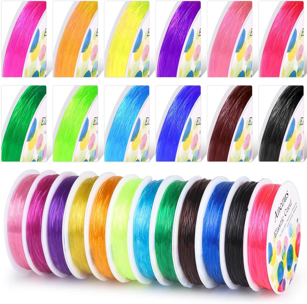 Elastic String for Bracelets, 12 Rolls Crystal Beading Wire for Jewelry Making,