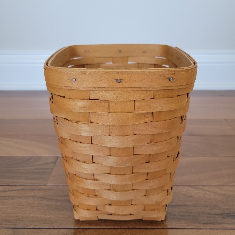 Longaberger Medium Spoon Basket Vintage 1997, Blue Plaid liner (Threadbare)