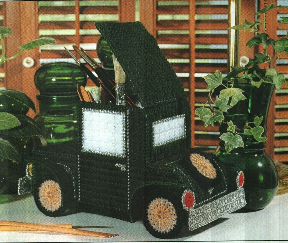 CLASSIC CAR KEEPER STORAGE BOX HOME DECOR PLASTIC CANVAS PATTERN INSTRUCTIONS