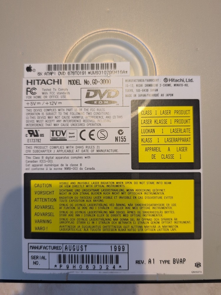 Apple Hitachi GD‑3000 6× DVD‑ROM IDE Internal Drive