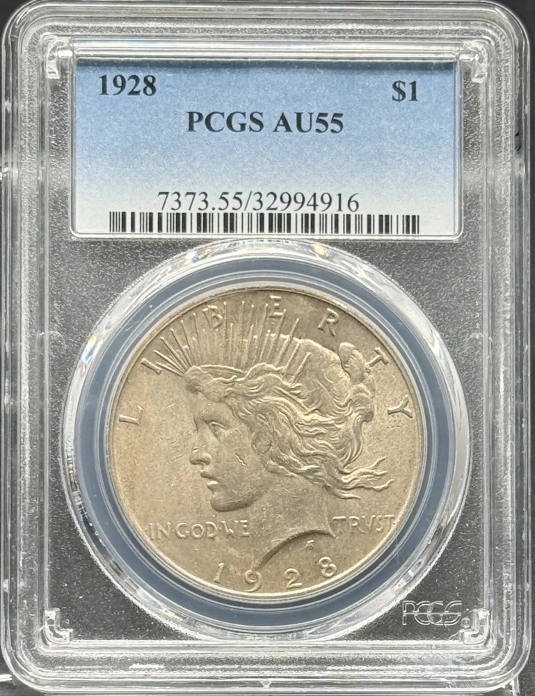 1928 Peace Silver Dollar PCGS AU-55
