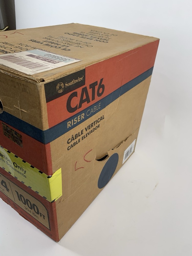 Southwire CAT6 Solid CU Riser Cable CMR 23/4 Data Cable, Blue, 1000ft. NEW