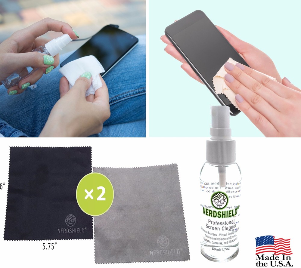 Cell Phone iPhone Screen Cleaner Pump Spray 1.7oz includes 2 Microfiber Cloths