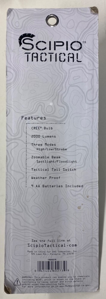 Scipio Tactical Flashlight LED 2000 Lumens (1903021R)