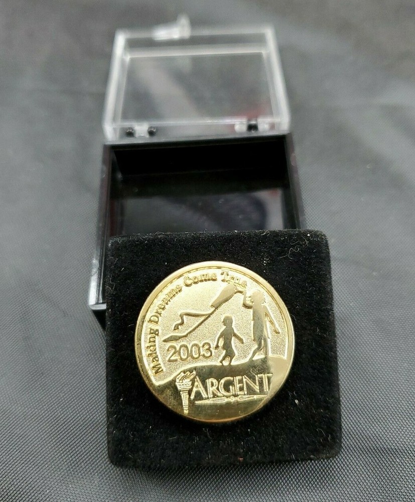 Argent Lapel Pin 2003 Gold With Presentation Box 1"