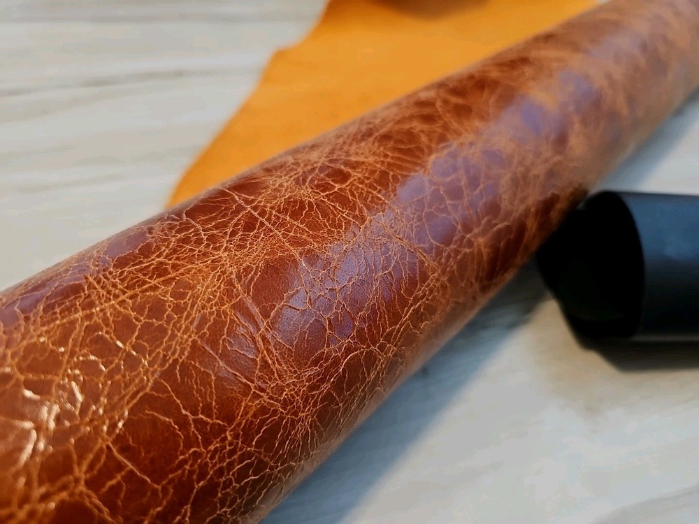 4oz BURNT ORANGE VINTAGE DISTRESSED D-SHOULDER LEATHER HIDE PANEL,SHEET 11+sq