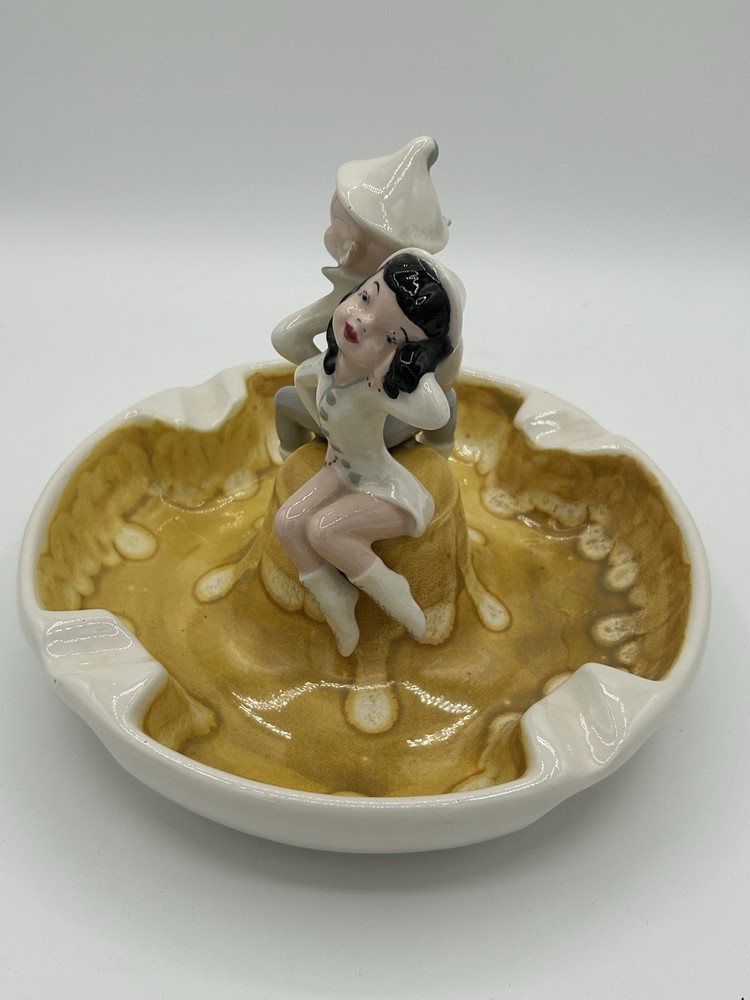 Vintage MCM Pixie/Elf Ceramic Ashtray 1960 Hobbyist Condition Issues Please Read