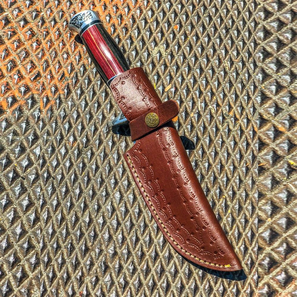 Handmade Real Leather Sheath For Fixed Hunting Blade Knife Engraved /Belt Loop