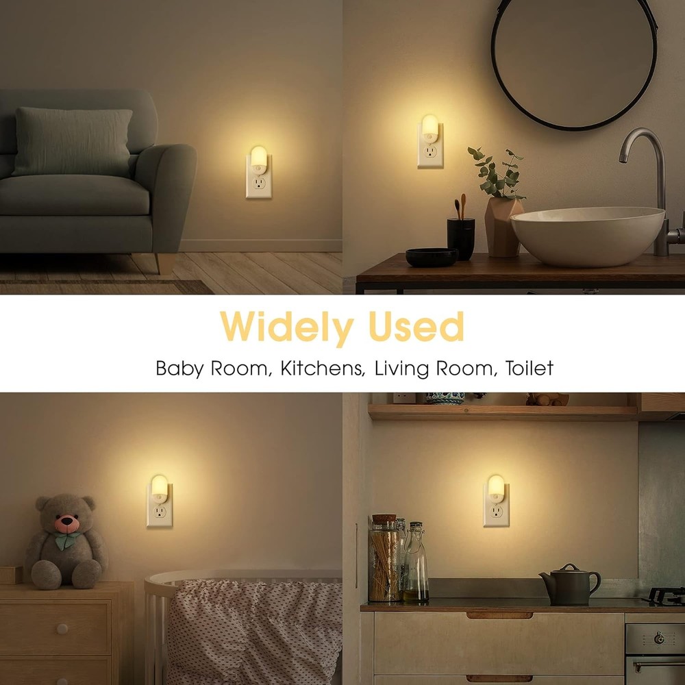 Night Lights Plug into Wall, [2 Pack] LED Dimmable Night Light with Light Sen...