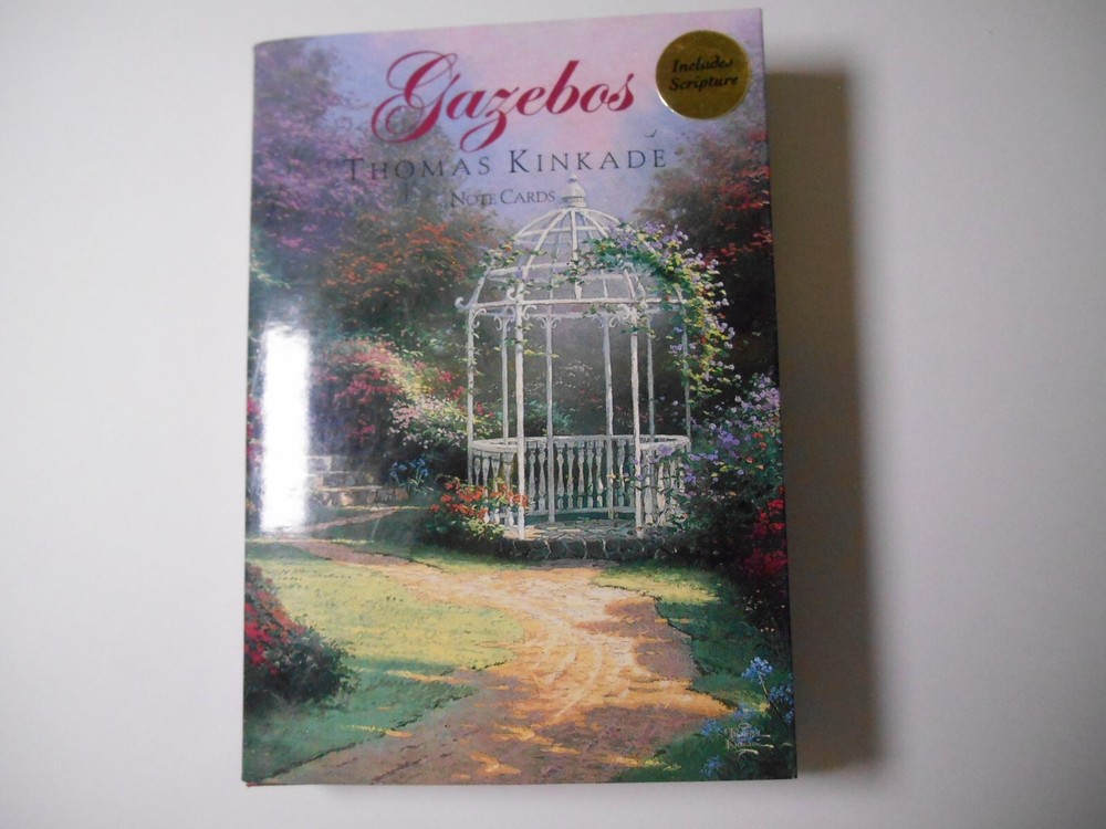 Vintage Thomas Kinkade 9 GAZEBOZ Notecards, Scripture Inside - 2 Designs