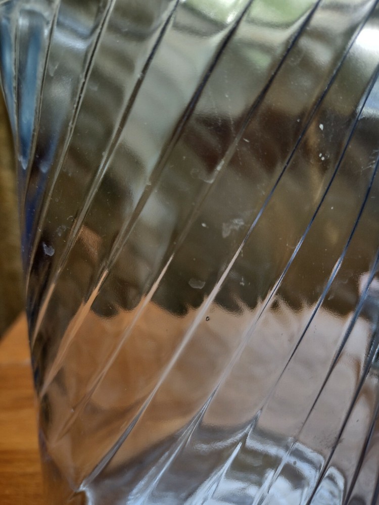 Vintage Blue Pitcher With Swirl Pattern On Inside