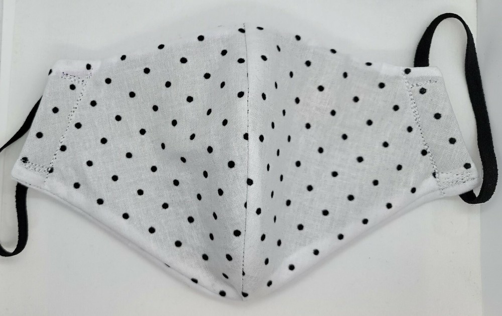 2 Pack- Black Polka Dot on White Handmade Face Masks