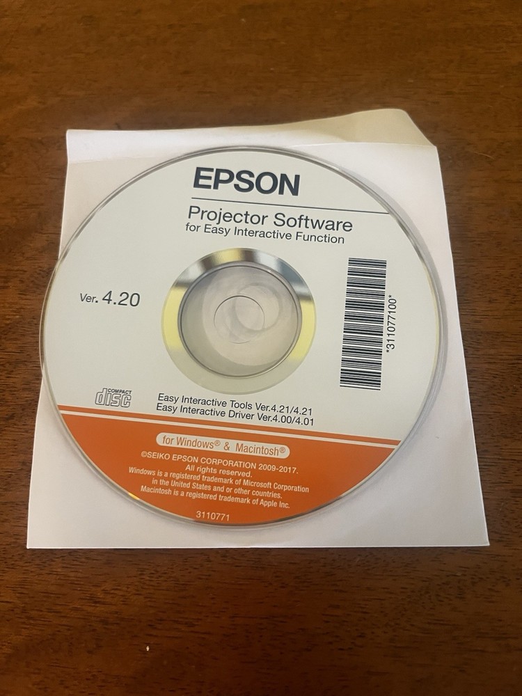 EPSON projector software CD ROM for Windows and macOS Version 2.12