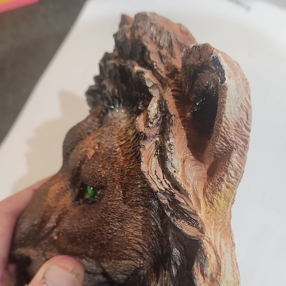 Handmade Ceramic Lion Head Hand Painted 6"×6"