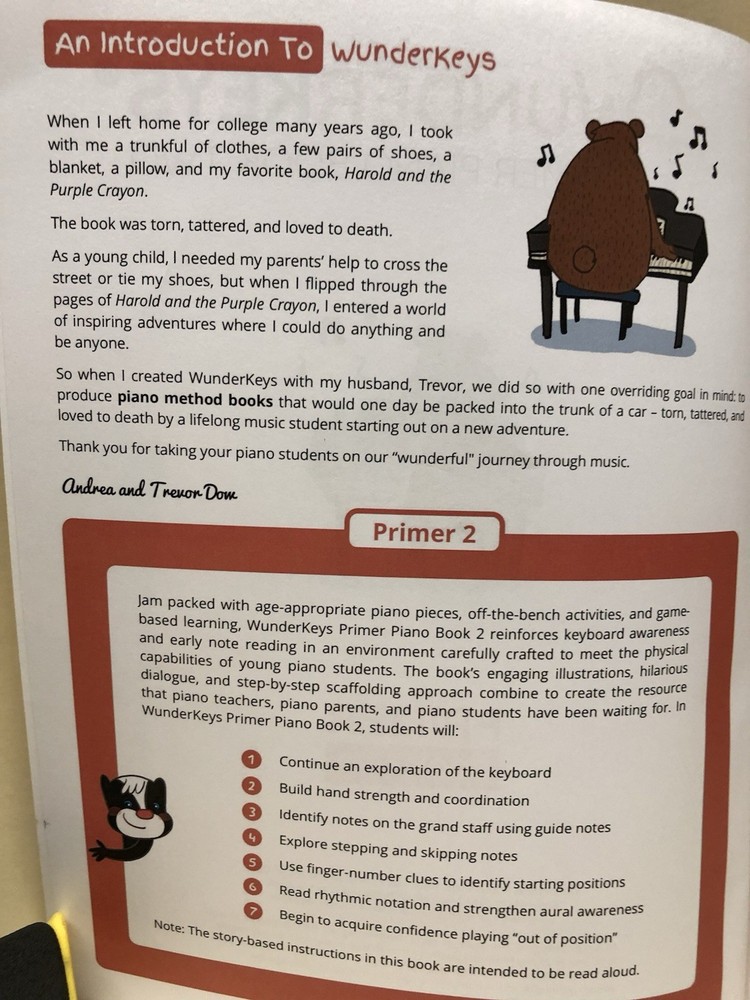 Piano Teaching Book - “Wunder” Keys - Primer Book 2