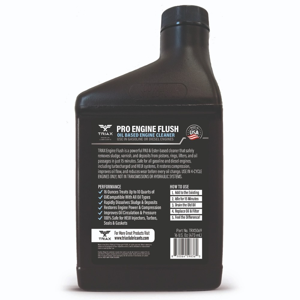 TRIAX Prol Engine Flush Oil-Based Safe for Engine, Seals, Injectors (16 Ounce)