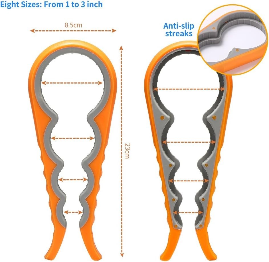 4-in-1 Multi-function Jar and Bottle Opener Easy-grip Orange Ergonomic Handle