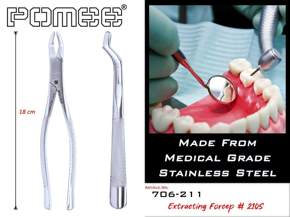 Pomee USA Extracting Forceps #210S Universal Upper Molar Dental Extraction Tool