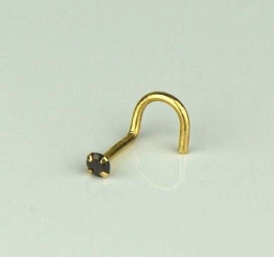 14k Yellow Gold Round Multi Colored CZ Nose Piercing
