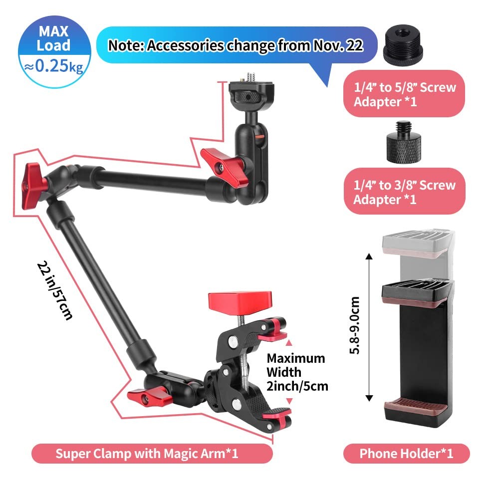 22" Magic Arm with Anti-Deflection Design & Clamp Mount | Adjustable Video