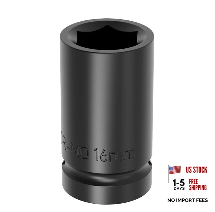 Impact Socket Shallow Socket 1/2 drive Lug Nut Flip Socket Chrome-Moly 16mm