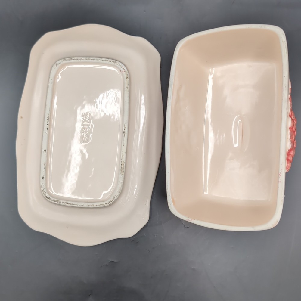 Ceramic Butter Dish by Siléa Beige Grapes