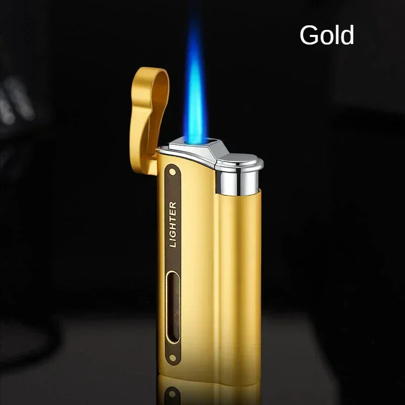 Metal Refillable Butane Torch Lighter Pipe Cigar Lighter Jet Flame Lighter LED