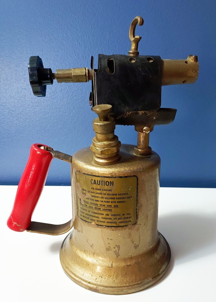 Vintage C & L Brass Blow Torch Red Handle