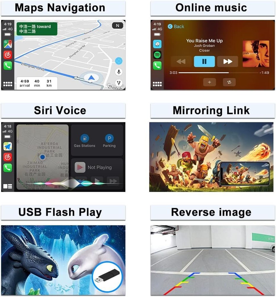 Wireless CarPlay Android Auto Kit For Jeep Cherokee,Grand Cherokee, Compass.....