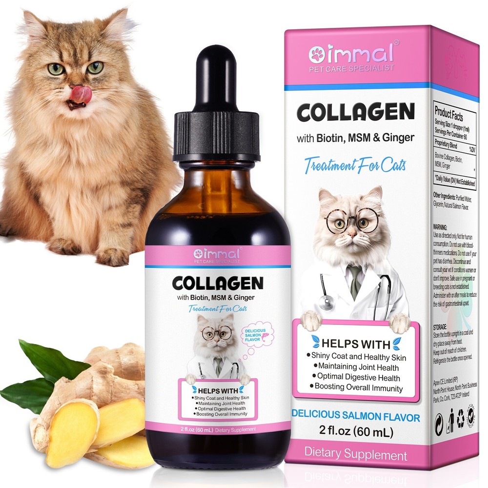 Liquid Collagen for Cats - Hip and Joint Support with MSM, Ginger - Boost Immuni