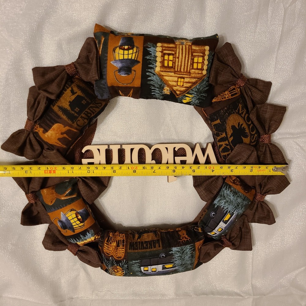 Rustic Camping Wreath 1'X1' Handmade onto a Wire Frame