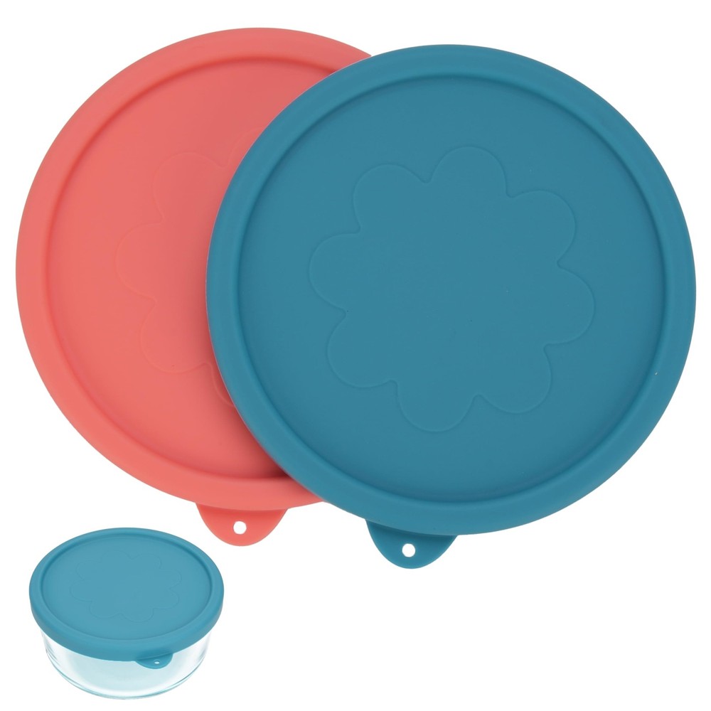 LUVCOSY 4 Cup Round Silicone Storage Cover Lids Replacement for Red & Blue