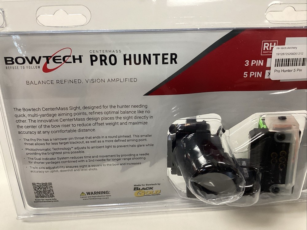 Bowtech Centermass Pro Hunter Sight Integrate RH 5 Pin