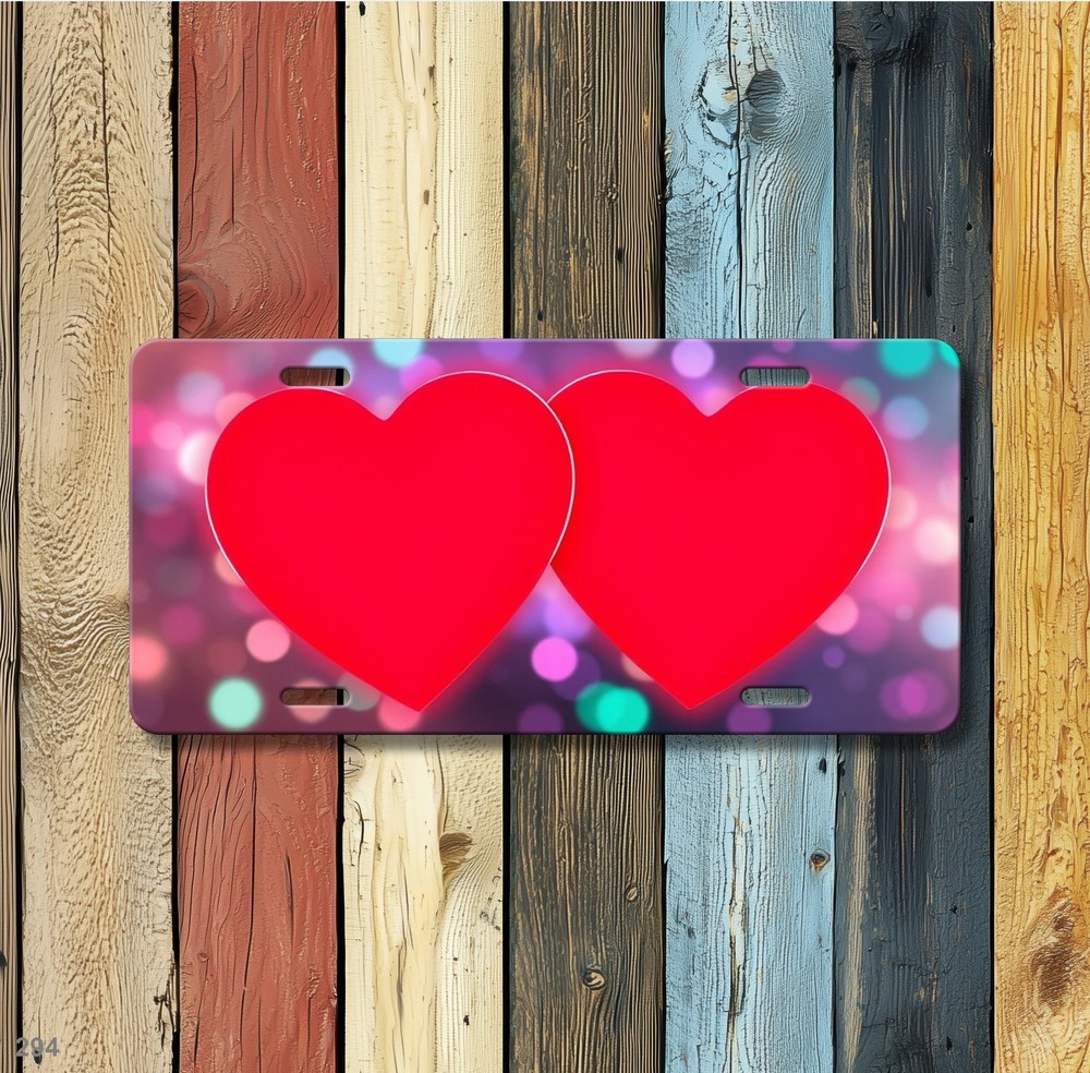 Beautiful Couples Hearts Artwork Custom Name License Plate Personalized Valentin