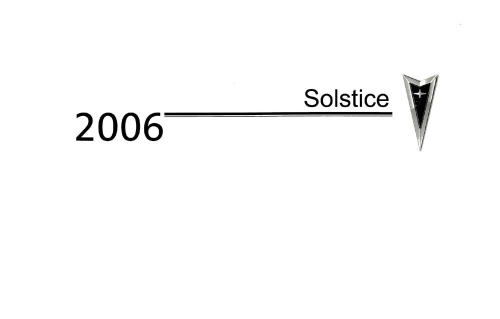 2006 Pontiac Solstice Owner's Manual