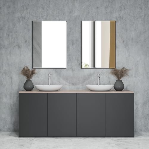 Rectangle Wall Mirror Frameless Bathroom Mirror 16” x 24" Beveled 24"L x 16"W