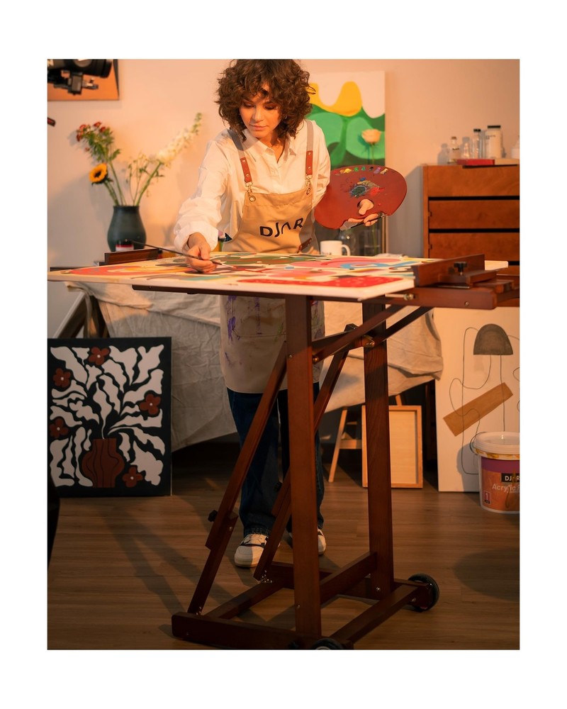 DJAR Extra Large Studio Painting Easel, Premium Beech Wood Movable & Tilting ...