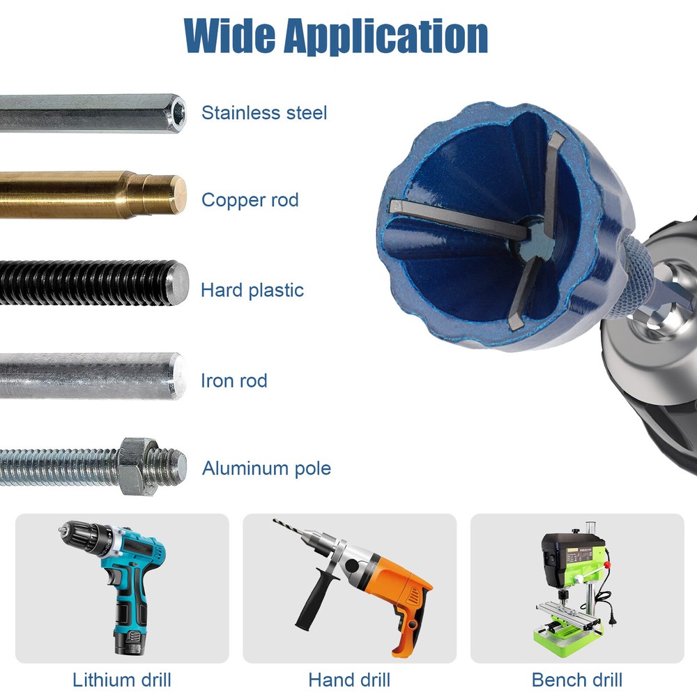 2PCS Deburring External Chamfer Tool Removing Burr Quick Release 1/4'' Hex Shank