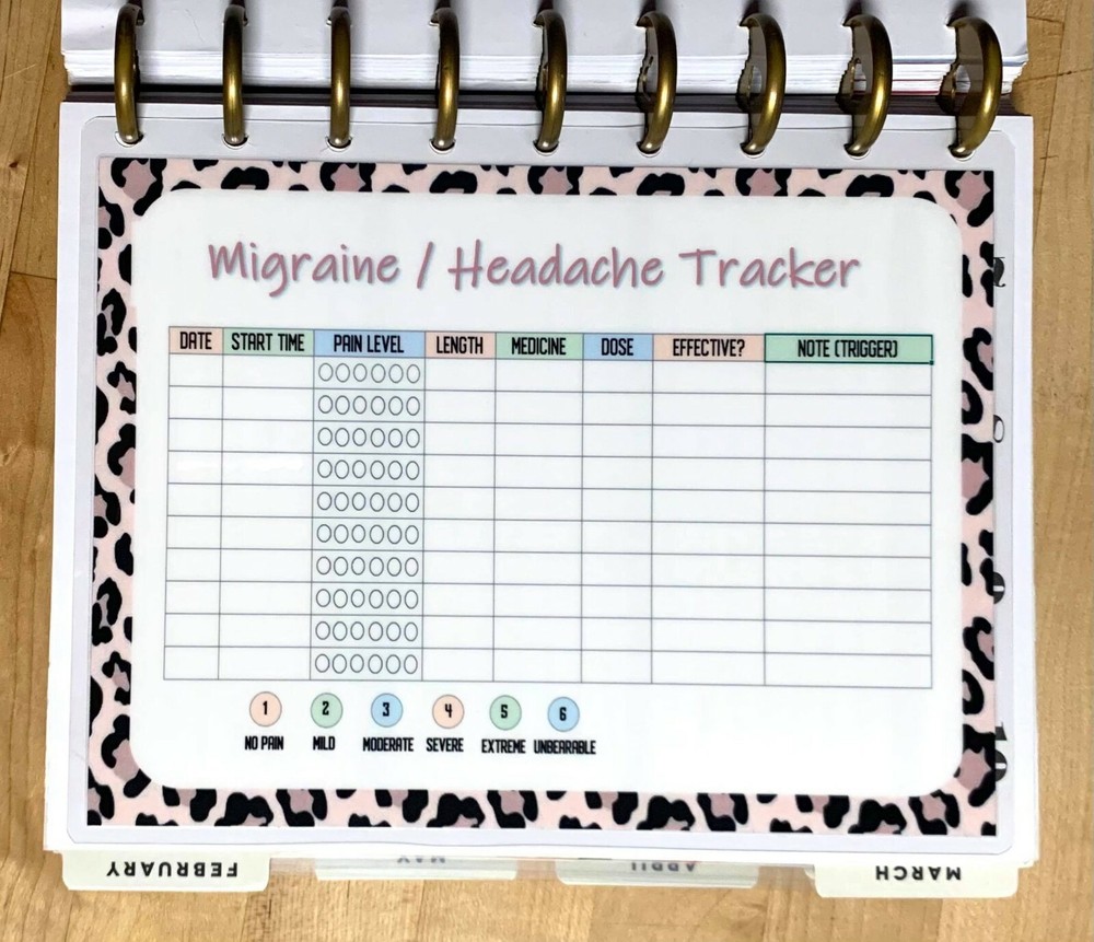 Migraine Headache Tracker Dashboard for use with Classic Happy Planner~