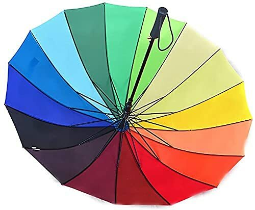 Big Size Rainbow Super Strength, Extra Strong, Straight Canopy Umbrella
