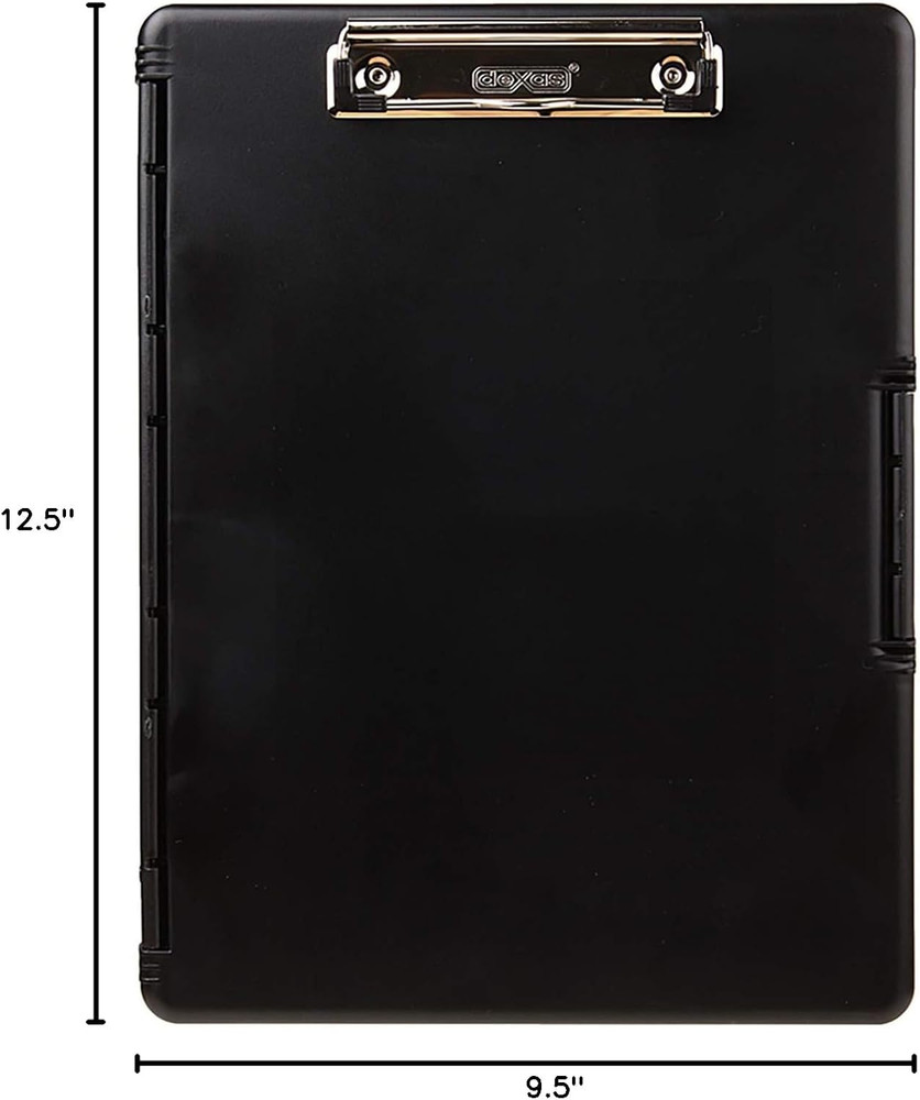Slimcase 2 Plastic Clipboard with Storage and Side Opening, Black, Office Suppli