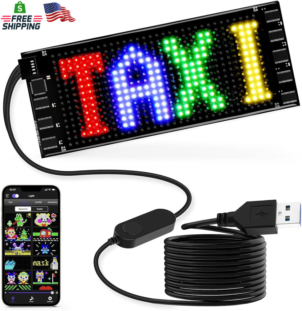 7x3 Inch LED Sign Flexible Matrix Panel USB Bluetooth Programmable Scrolling