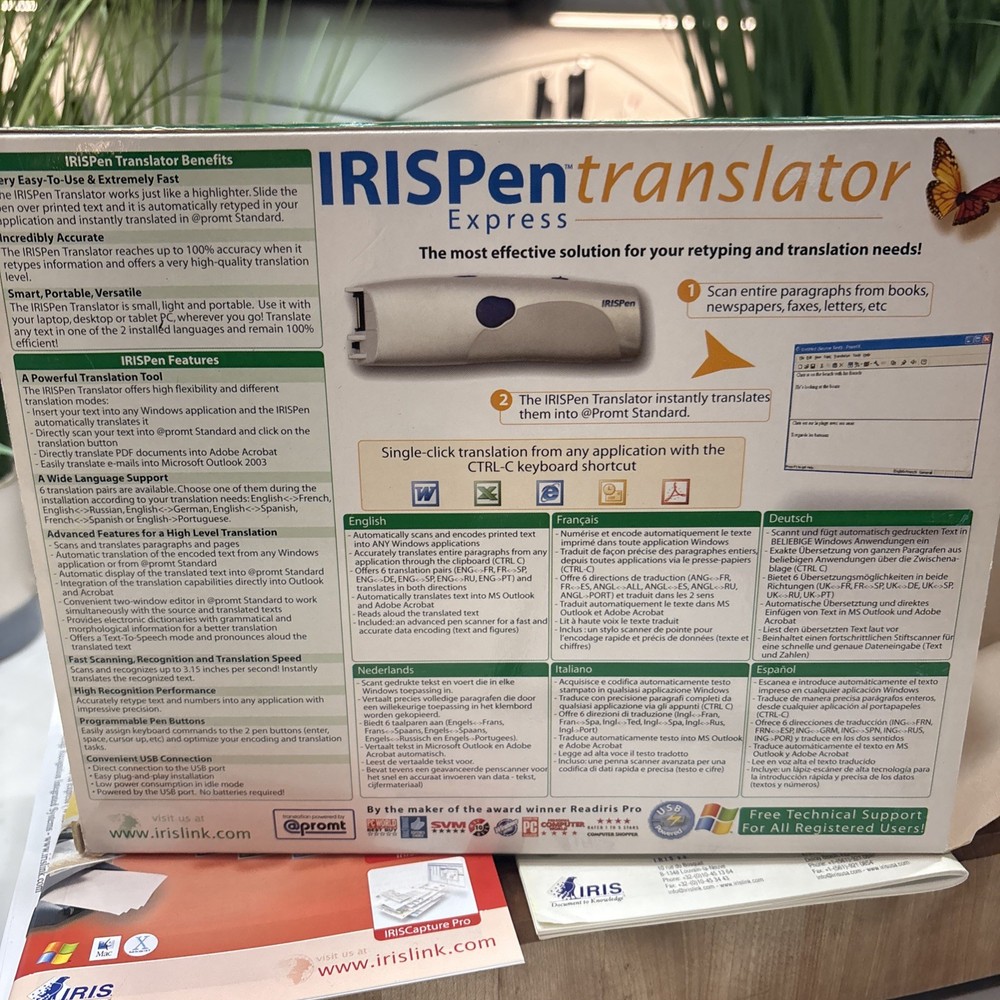 IRISPen Translator Express Scanner Pen w/ Box Software Manuals