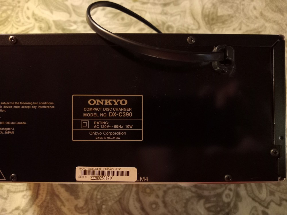 Onkyo DX-C390 6-Disc CD Carousel Changer - Tested