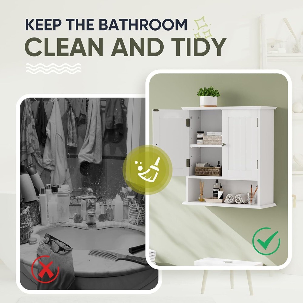 Smuxee White Bathroom Cabinet Wall Mounted, Small Small,