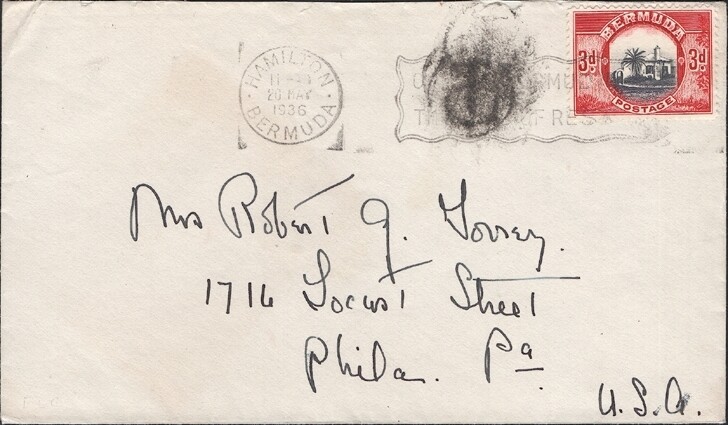 BERMUDA, 1936. Cover 111, Hamilton - Philadelphia